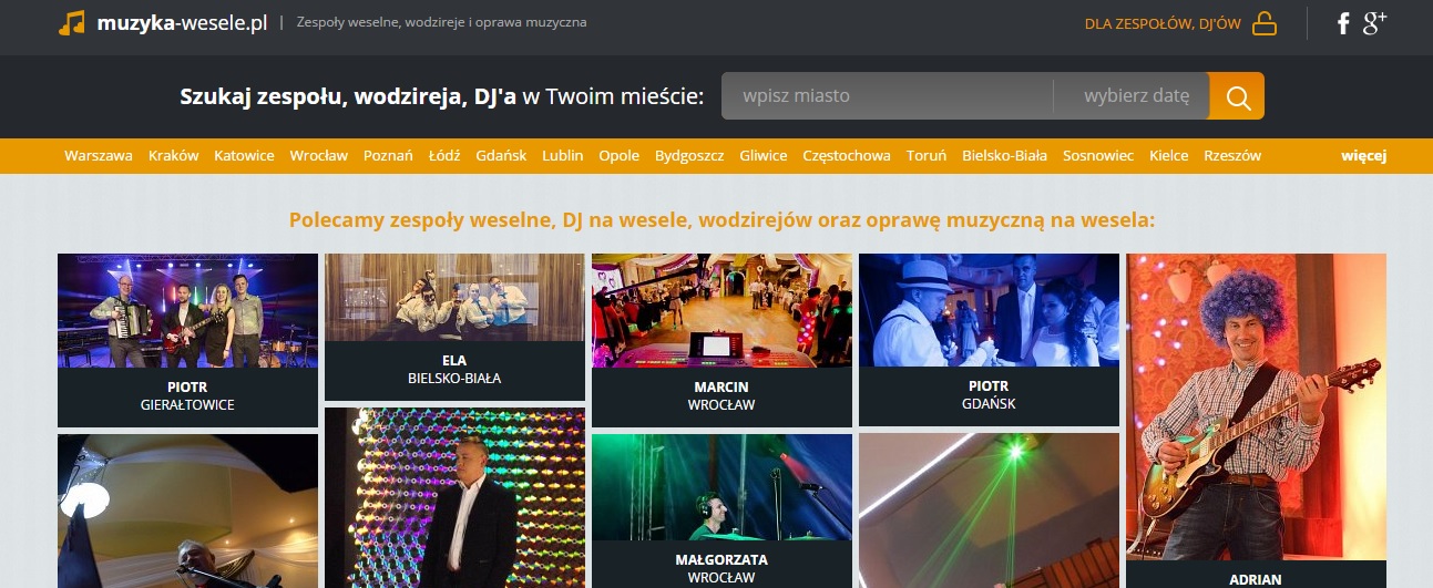 Na portalu muzyka-wesele.pl można znaleźć profesjonalne zespoły, DJ-ów i wodzirejów z całej Polski