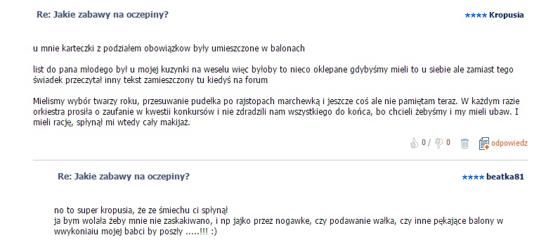 zabawy na oczepiny - jakie?