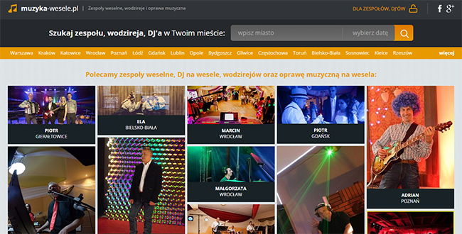 screen strony głównej portalu muzyka-wesele.pl 