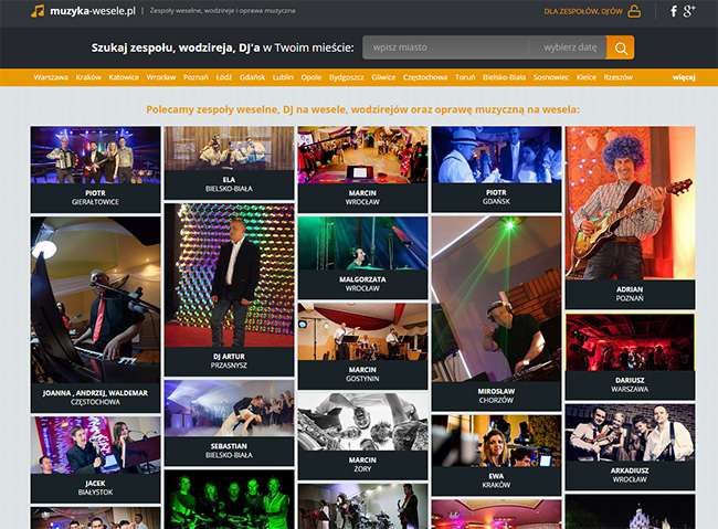 screen strony głównej portalu muzyka-wesele.pl 